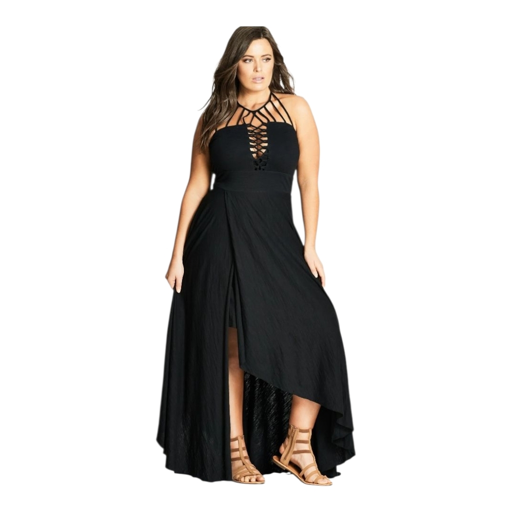 City Chic Elegant Black Maxi Dress